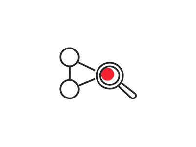 Symbol mit Lupe und Hubs für Keyword-Konzept