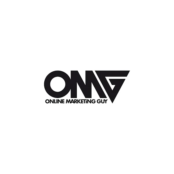 Logo mit den Initialen OMG für Online Marketing Guy, schwarze Schrift auf weißem Hintergrund.