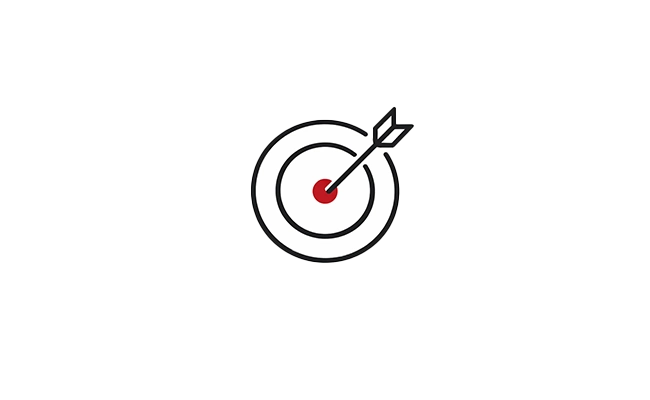 Symbol eines Ziels mit einem Pfeil in der Mitte für Präzision und Zielerreichung in Google Ads Kampagnen